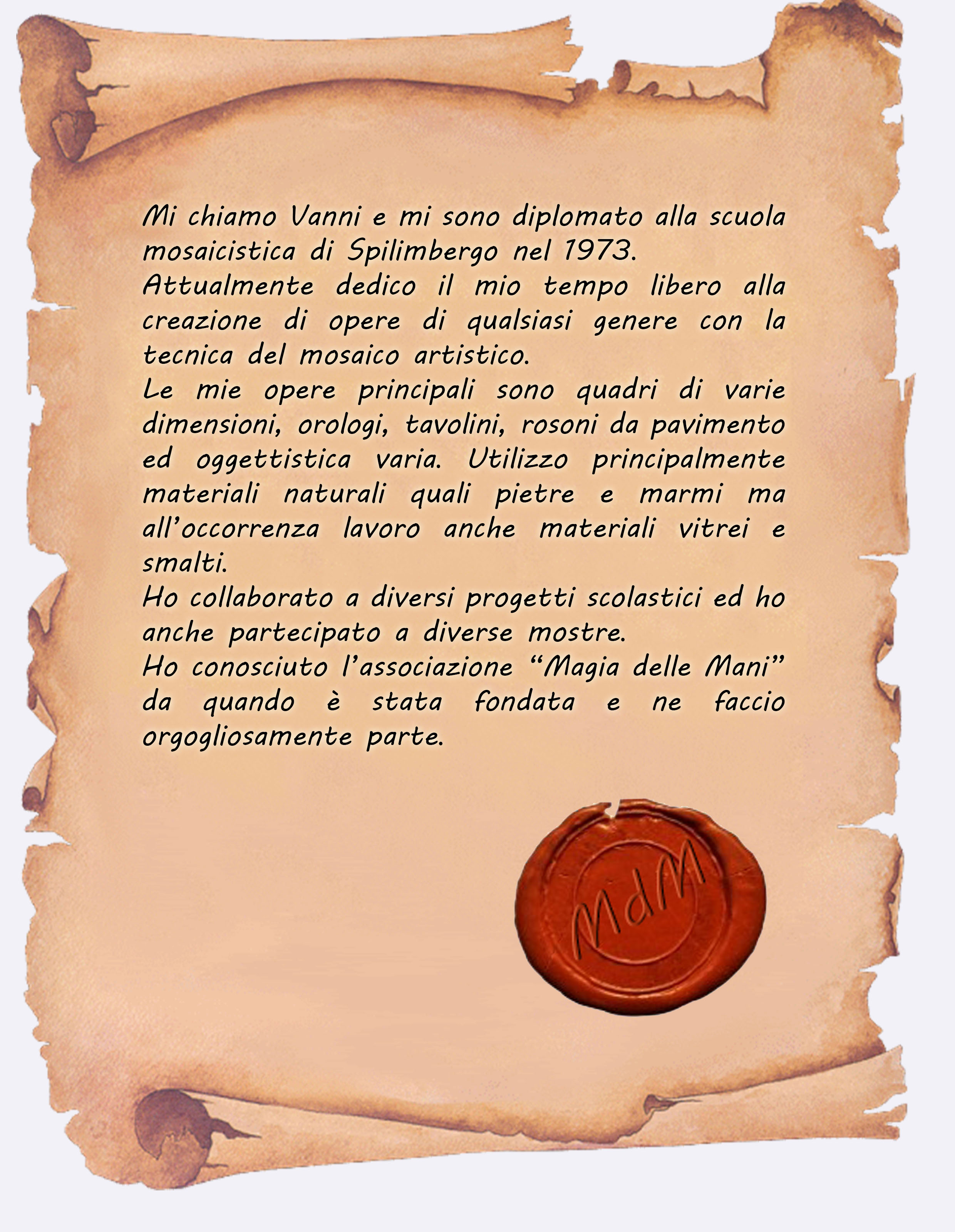 vanni mosaicista, la sua storia